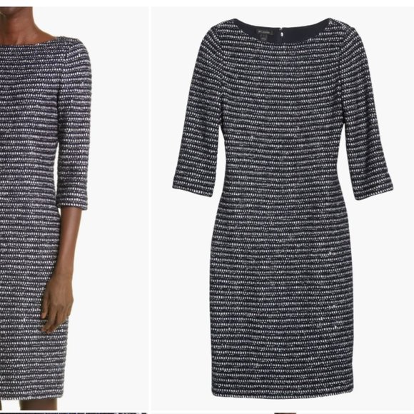 ST. JOHN COLLECTION INLAID SEQUIN TWEED BOUCLE KNIT SHEATH DRESS sz 4 - Picture 4 of 5